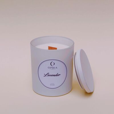 Lavender scented white candle