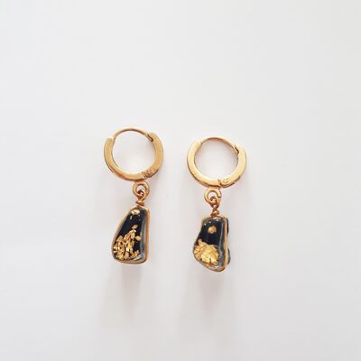 black gemma earrings
