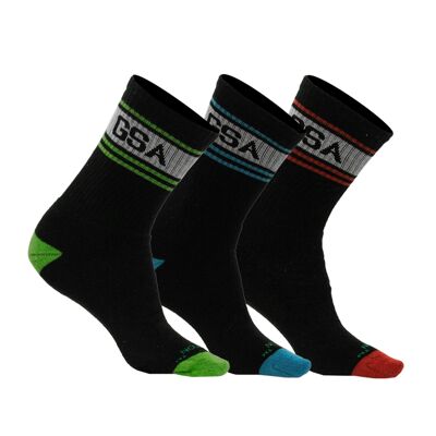 GSA SUPERCOTTON Superlogo Stripes Socks / 3 Pack / Black/Multicolor3