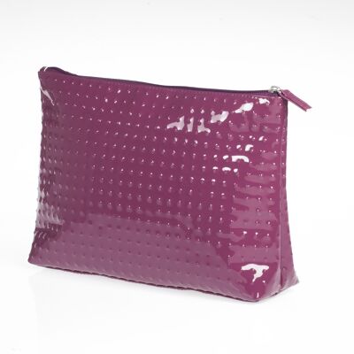 LARGE VINYL TRAVEL BAG IN PURPLE-COLORED PICOT EFFECTS