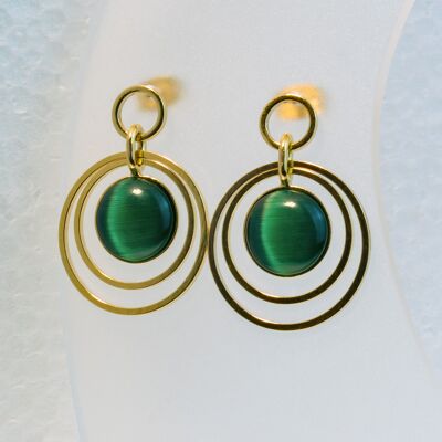 Ear studs, gold-plated, emerald green (367.8)