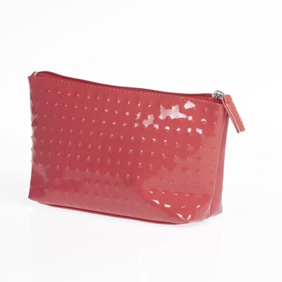 BOLSO DE MAQUILLAJE DE VINILO EFECTO PICOTE CORAL