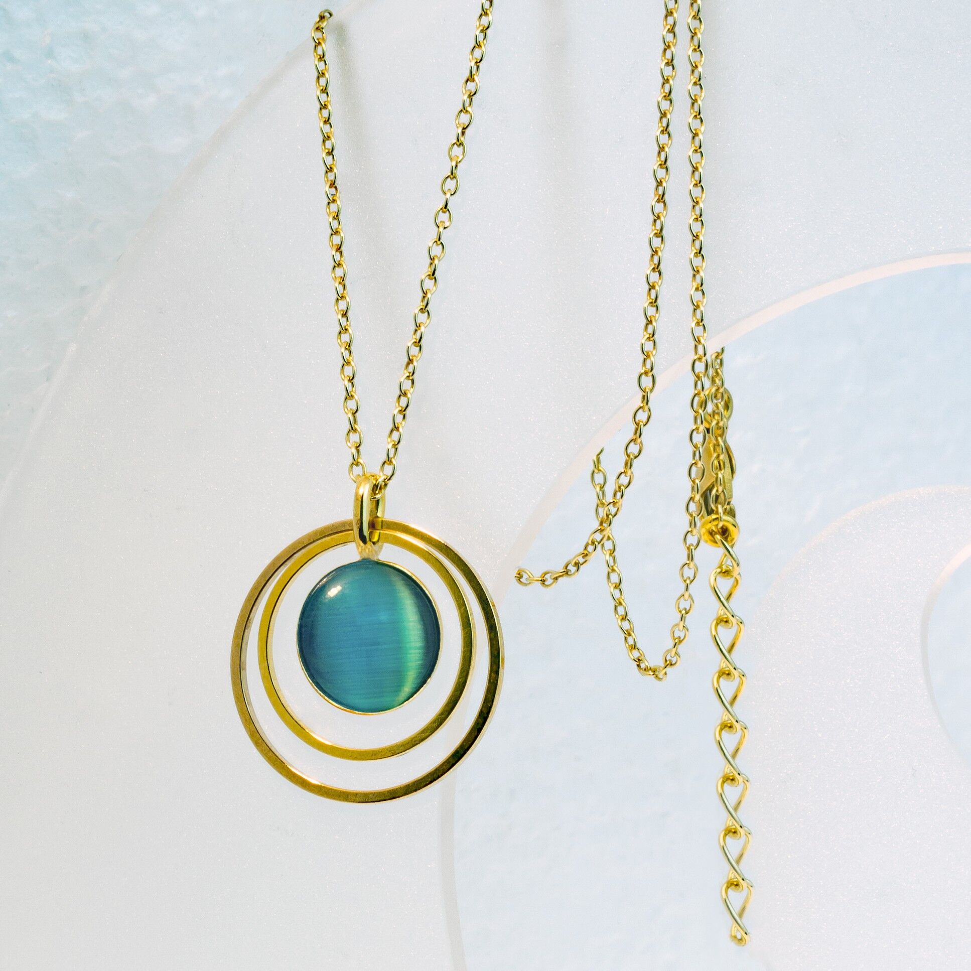 Halskette, vergoldet, türkis (K367.3)