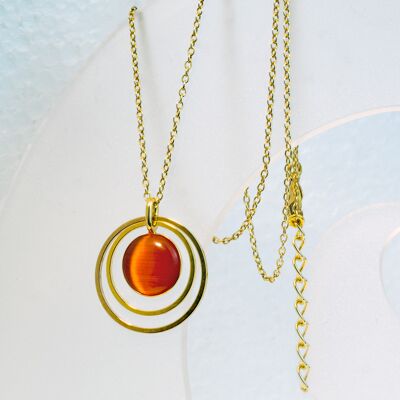 Collana, placcata oro, arancione (K367.4)