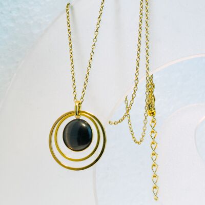Necklace, gold-plated, black (K367.7)
