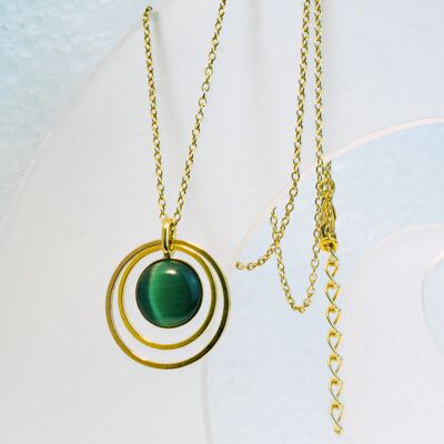 Necklace, gold-plated, emerald green (K367.8)