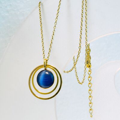 Necklace, gold-plated, blue (K367.9)