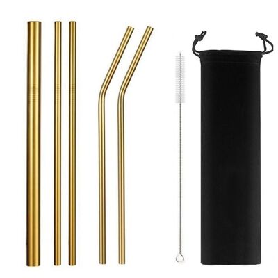 IRONY Metal straw set 5 pcs gold