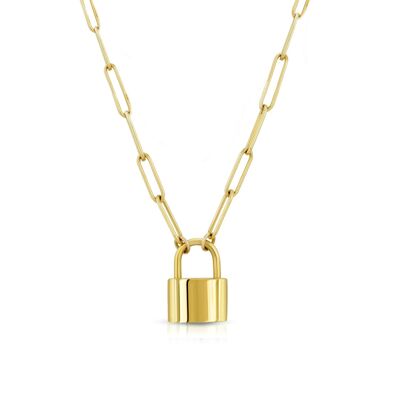 Gold padlock necklace