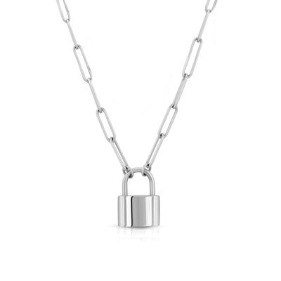 Silver padlock necklace