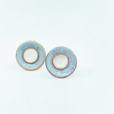 Duo enamel studs in silver grey and ivory