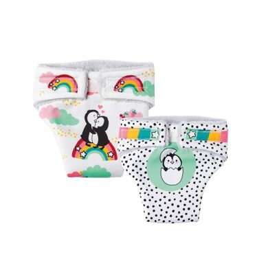 Doll cloth diapers "Penguin Pünktchen", 2 pieces, size. 35-45 cm