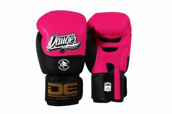Gant de boxe Danger Evolution | semi-cuir | rose-noir - Couleur du produit : Rose / Noir / Taille du produit : 14OZ