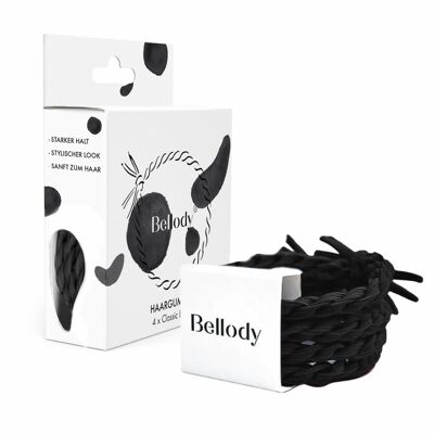 Élastiques à cheveux Noir - Bellody® (4 pièces - Noir classique)