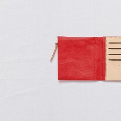 Red canvas and leather wallet