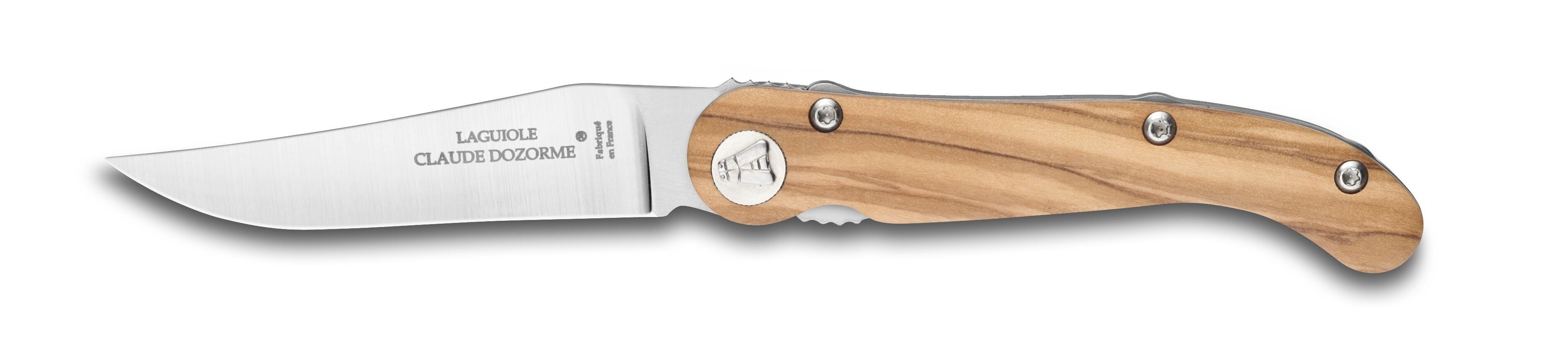Laguiole avventuriero lama liscia manico in legno d'ulivo