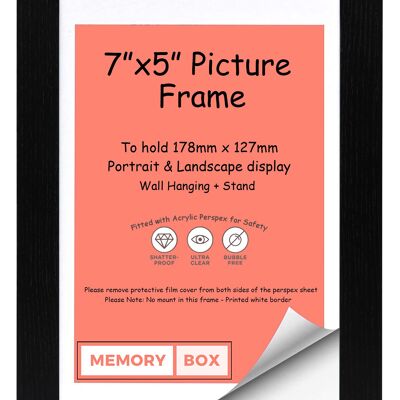Wrapped MDF Picture/Photo/Poster frame with Perspex Sheet - Moulding 30mm Wide and 15mm Deep - (15.2 x 10.2cm) Black 6" x 4"
