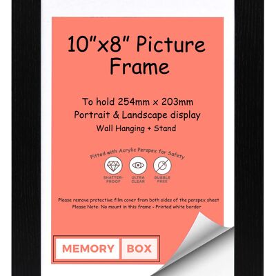 Wrapped MDF Picture/Photo/Poster frame with Perspex Sheet - Moulding 30mm Wide and 15mm Deep - (25.4 x 17.8cm) Black 10" x 7"