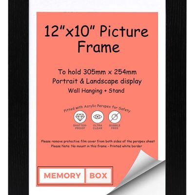 Wrapped MDF Picture/Photo/Poster frame with Perspex Sheet - Moulding 30mm Wide and 15mm Deep - (30.5 x 20.3cm) Black 12" x 8"