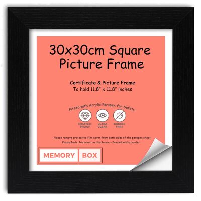 Wrapped MDF Picture/Photo/Poster frame with Perspex Sheet - Moulding 30mm Wide and 15mm Deep - (24 x 30cm) Black 9.5" x 11.8"