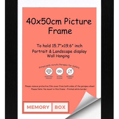 Wrapped MDF Picture/Photo/Poster frame with Perspex Sheet - Moulding 30mm Wide and 15mm Deep - (30 x 40cm) Black 11.8" x 15.7"
