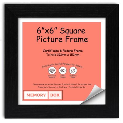 Wrapped MDF Picture/Photo/Poster INSTAGRAM SQUARE frame with Perspex Sheet - Moulding 30mm Wide and 15mm Deep - (12.7 x 12.7cm) Black 5" x 5"