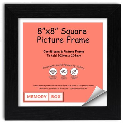 Wrapped MDF Picture/Photo/Poster INSTAGRAM SQUARE frame with Perspex Sheet - Moulding 30mm Wide and 15mm Deep - (17.8 x 17.8cm) Black 7" x 7"