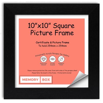 Wrapped MDF Picture/Photo/Poster INSTAGRAM SQUARE frame with Perspex Sheet - Moulding 30mm Wide and 15mm Deep - (20.3 x 20.3cm) Black 8" x 8"