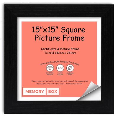 Wrapped MDF Picture/Photo/Poster INSTAGRAM SQUARE frame with Perspex Sheet - Moulding 30mm Wide and 15mm Deep - (35.6 x 35.6cm) Black 14" x 14"