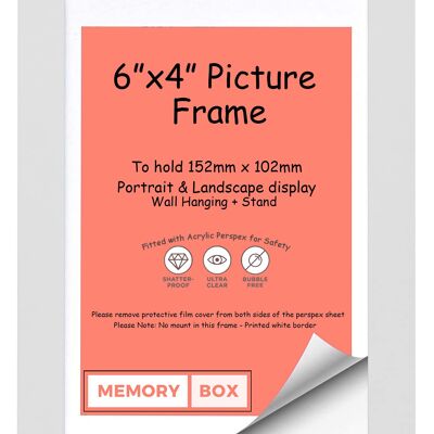 Wrapped MDF Picture/Photo/Poster frame with Perspex Sheet - Moulding 30mm Wide and 15mm Deep - (12.7 x 8.9cm) White 5" x 3.5"