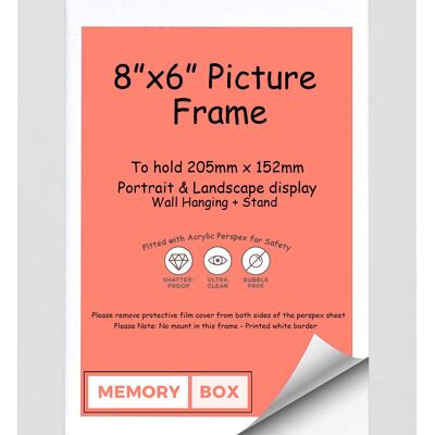 Wrapped MDF Picture/Photo/Poster frame with Perspex Sheet - Moulding 30mm Wide and 15mm Deep - (17.8 x 12.7cm) White 7" x 5"