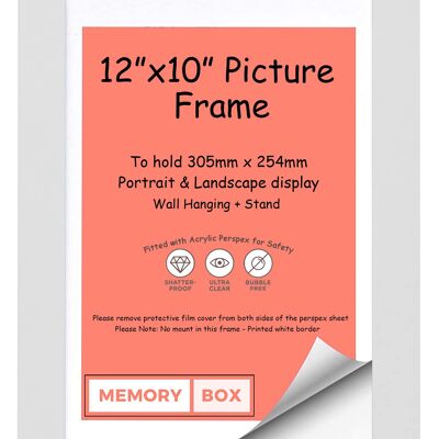 Wrapped MDF Picture/Photo/Poster frame with Perspex Sheet - Moulding 30mm Wide and 15mm Deep - (30.5 x 20.3cm) White 12" x 8"