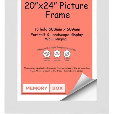Wrapped MDF Picture/Photo/Poster frame with Perspex Sheet - Moulding 30mm Wide and 15mm Deep - (40.6 x 30.5cm) White 16" x 12"