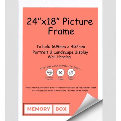 Wrapped MDF Picture/Photo/Poster frame with Perspex Sheet - Moulding 30mm Wide and 15mm Deep - (50.8 x 60.96cm) White 20" x 24"