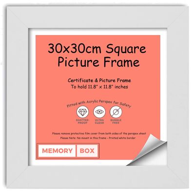 Wrapped MDF Picture/Photo/Poster frame with Perspex Sheet - Moulding 30mm Wide and 15mm Deep - (24 x 30cm) White 9.5" x 11.8"
