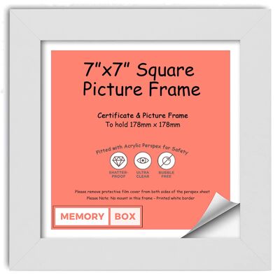 Wrapped MDF Picture/Photo/Poster INSTAGRAM SQUARE frame with Perspex Sheet - Moulding 30mm Wide and 15mm Deep - (15.2 x 15.2cm) White 6" x 6"