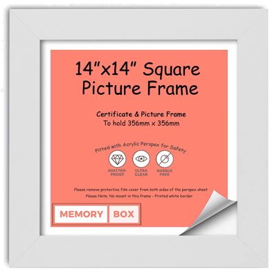 Wrapped MDF Picture/Photo/Poster INSTAGRAM SQUARE frame with Perspex Sheet - Moulding 30mm Wide and 15mm Deep - (30.5 x 30.5cm) White 12" x 12"
