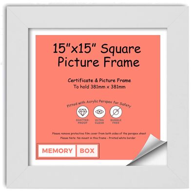 Wrapped MDF Picture/Photo/Poster INSTAGRAM SQUARE frame with Perspex Sheet - Moulding 30mm Wide and 15mm Deep - (35.6 x 35.6cm) White 14" x 14"