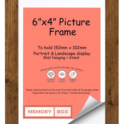 Wrapped MDF Picture/Photo/Poster frame with Perspex Sheet - Moulding 30mm Wide and 15mm Deep - (12.7 x 8.9cm) Rustic 5" x 3.5"