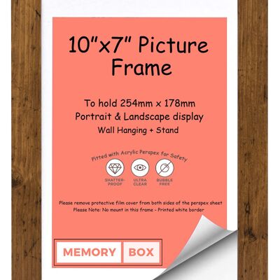 Wrapped MDF Picture/Photo/Poster frame with Perspex Sheet - Moulding 30mm Wide and 15mm Deep - (22.8 x 17.8cm) Rustic 9" x 7"