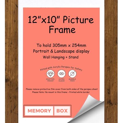 Wrapped MDF Picture/Photo/Poster frame with Perspex Sheet - Moulding 30mm Wide and 15mm Deep - (30.5 x 20.3cm) Rustic 12" x 8"