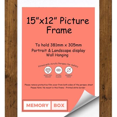 Wrapped MDF Picture/Photo/Poster frame with Perspex Sheet - Moulding 30mm Wide and 15mm Deep - (35.6 x 27.9cm) Rustic 14" x 11"