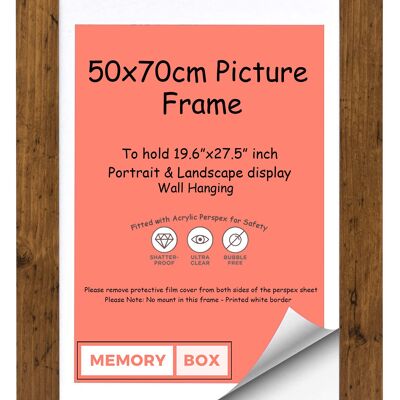 Wrapped MDF Picture/Photo/Poster frame with Perspex Sheet - Moulding 30mm Wide and 15mm Deep - (50 x 60cm) Rustic 19.6" x 23.6"