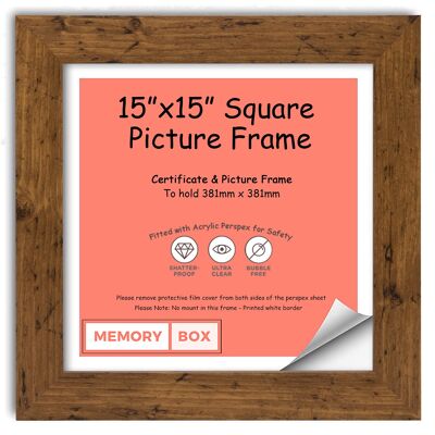 Wrapped MDF Picture/Photo/Poster INSTAGRAM SQUARE frame with Perspex Sheet - Moulding 30mm Wide and 15mm Deep - (35.6 x 35.6cm) Rustic 14" x 14"