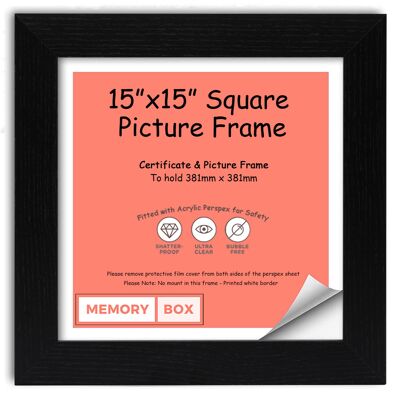 Wrapped MDF Picture/Photo/Poster INSTAGRAM SQUARE frame with Perspex Sheet - Moulding 30mm Wide and 15mm Deep - (38.1 x 38.1cm) Rustic 15" x 15"