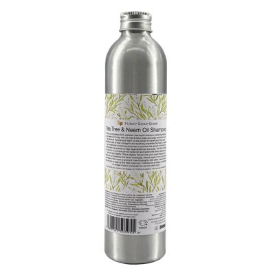 Tea Tree Neem Oil Liquid Shampoo, Refillable Aluminium Bottle of 300ml