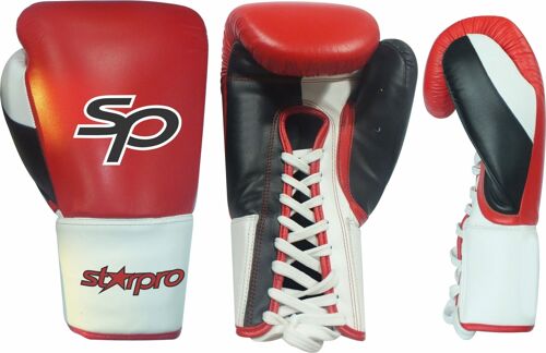 Pro Fight lace Gloves  Layered Foam - Product Kleur: Zwart / Rood / Wit / Product Maat: 10OZ