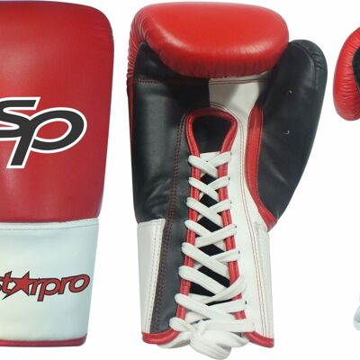 Pro Fight lace Gloves  Layered Foam - Product Kleur: Zwart / Rood / Wit / Product Maat: 10OZ