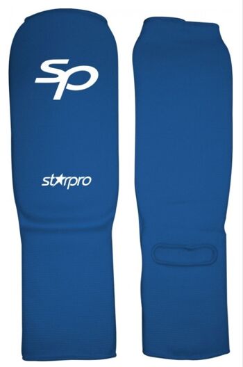 Protège-tibias/cou-de-pieds élastiques Starpro | blanc, bleu, rouge - Couleur du produit : Bleu / Taille du produit : S 2