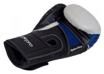 Gants de boxe en cuir Starpro S90 | noir-blanc-bleu - Couleur du produit : Blanc / Noir / Bleu / Taille du produit : 14 3